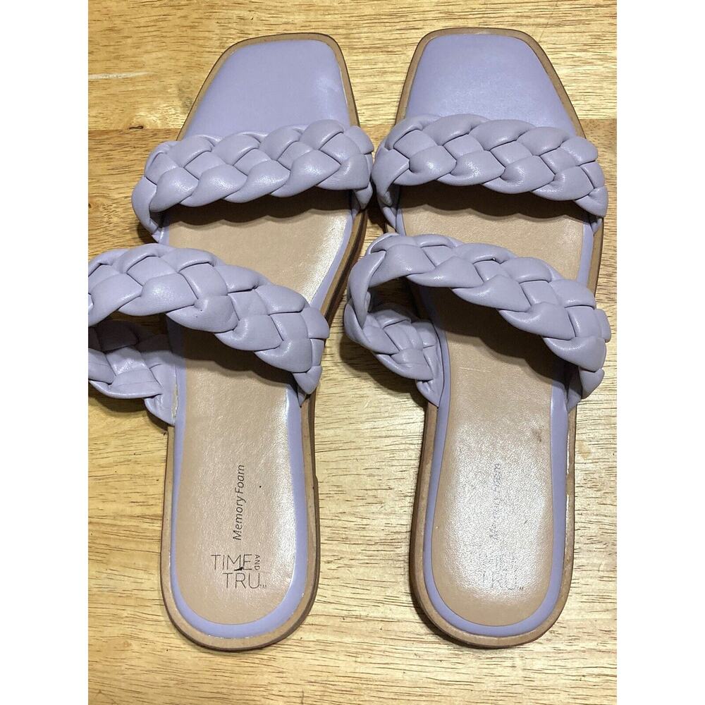 Time and Tru Women's Braided Two Band Sandals Lavender Size 11‎